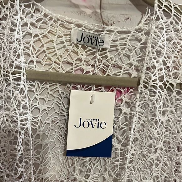 Jovie White Micro Lace Kimono Swimsuit Cover up with Drawstring Waist - Picture 5 of 9